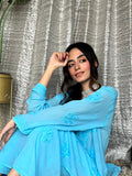 Luxurious LVW Fashion Motihar Eid Edit Georgette Sharara Set with Chikankari embroidery, featuring a kurta and matching sharara.