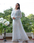 LVW Fashion luxurious Chikankari kurta set with Parsi embroidery and intricate chikankari details, featuring a traditional design.