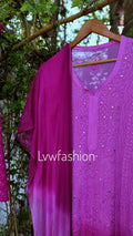 Beautiful rose-colored georgette 3-piece sharara set with ombre shade, featuring intricate Chikankari embroidery by LVW Fashion.