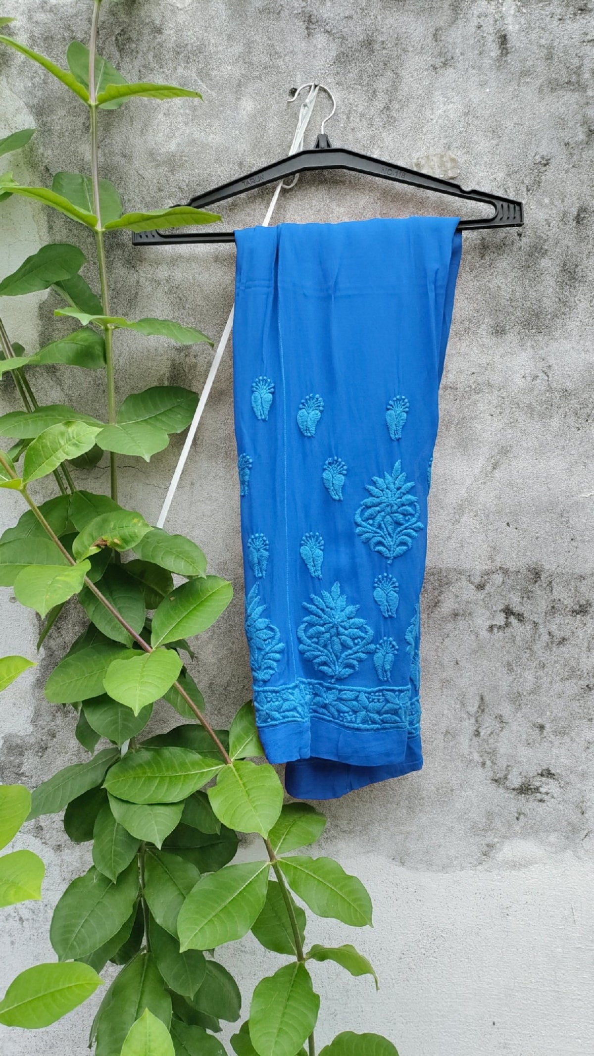 Sky blue Rose Premium Georgette Chikankari Kurta Set by LVW Fashion, featuring intricate embroidery and elegant traditional design