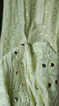 Sober Pista premium georgette long Chikankari kurta by LVW Fashion, featuring intricate hand-embroidery and a flowing silhouette.