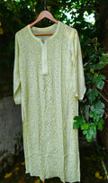 LVW Fashion Sober Pista long georgette kurta with intricate chikankari embroidery, premium quality and elegant design.