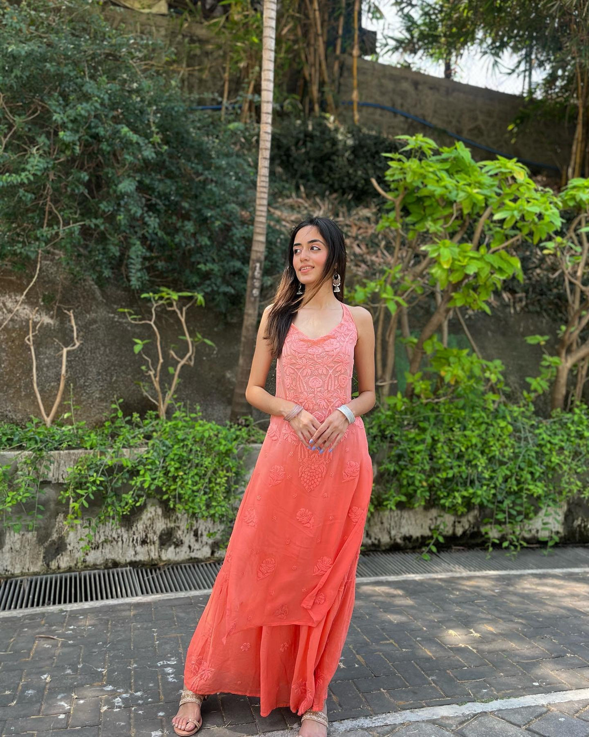 LVW Fashion luxurious Chikankari tulip premium georgette skirt set with top, stylish and elegant for special occasions.