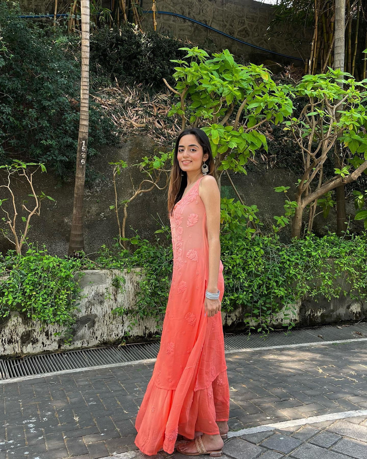 Luxurious Tulip Premium Georgette Skirt Set by LVW Fashion featuring intricate Chikankari embroidery and stylish design.