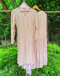 Ivory Pakizah Premium Georgette Gharara Chikankari Set by LVW Fashion with intricate embroidery and traditional design.