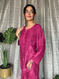 Pink Pazeb premium muslin Gharara set with intricate Chikankari embroidery, from LVW Fashion Luxurious Chikankari.