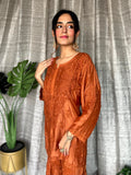 Luxurious LVW Fashion Pazeb Premium Silk Muslin Gharara Set with intricate Chikankari embroidery in natural light.