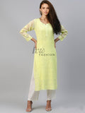 Elegant LVW Fashion premium georgette kurta in shades with intricate chikankari embroidery, showcased against a neutral background.