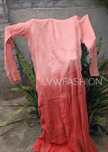 Beautiful peach long Kurta with Resham thread embroidery and slip, by LVW Fashion Luxurious Chikankari in premium georgette fabric.