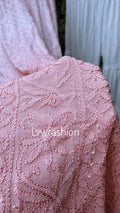 Peaches premium georgette Gharara 3-piece set with intricate Chikankari embroidery, designed by LVW Fashion Luxurious.