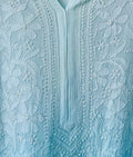 Beautiful LVW Fashion Luxurious Chikankari short kurti in pistachio premium georgette with inner, stylish and elegant.