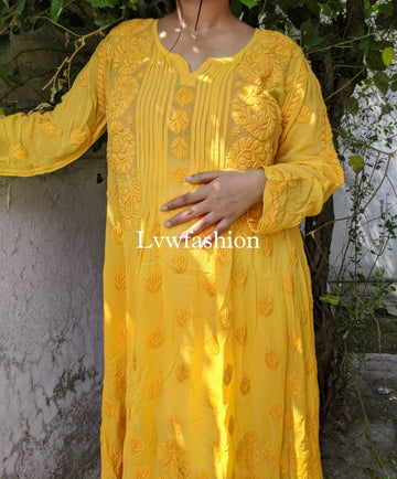 Plus love Deniz Yellow Premium Georgette Tunic
