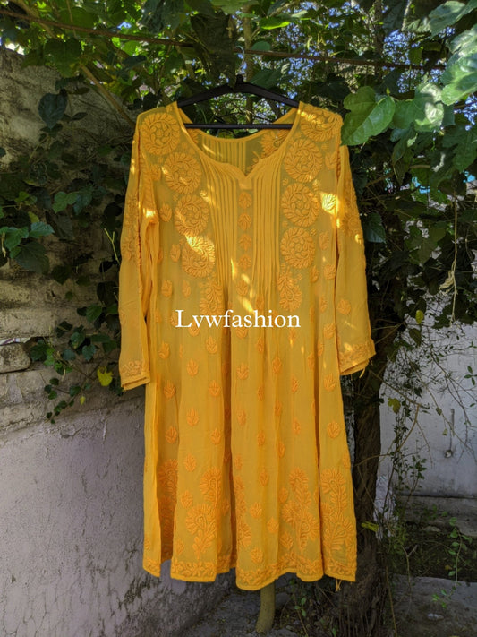 Plus love Deniz Yellow Premium Georgette Tunic
