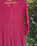 Powder pink premium georgette Chikankari kurti with Resham embroidery, crafted by LVW Fashion Luxurious Chikankari.