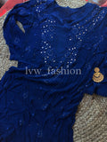 Blue and white Kurta set with intricate Chikankari embroidery from LVW Fashion, featuring a luxurious traditional design.