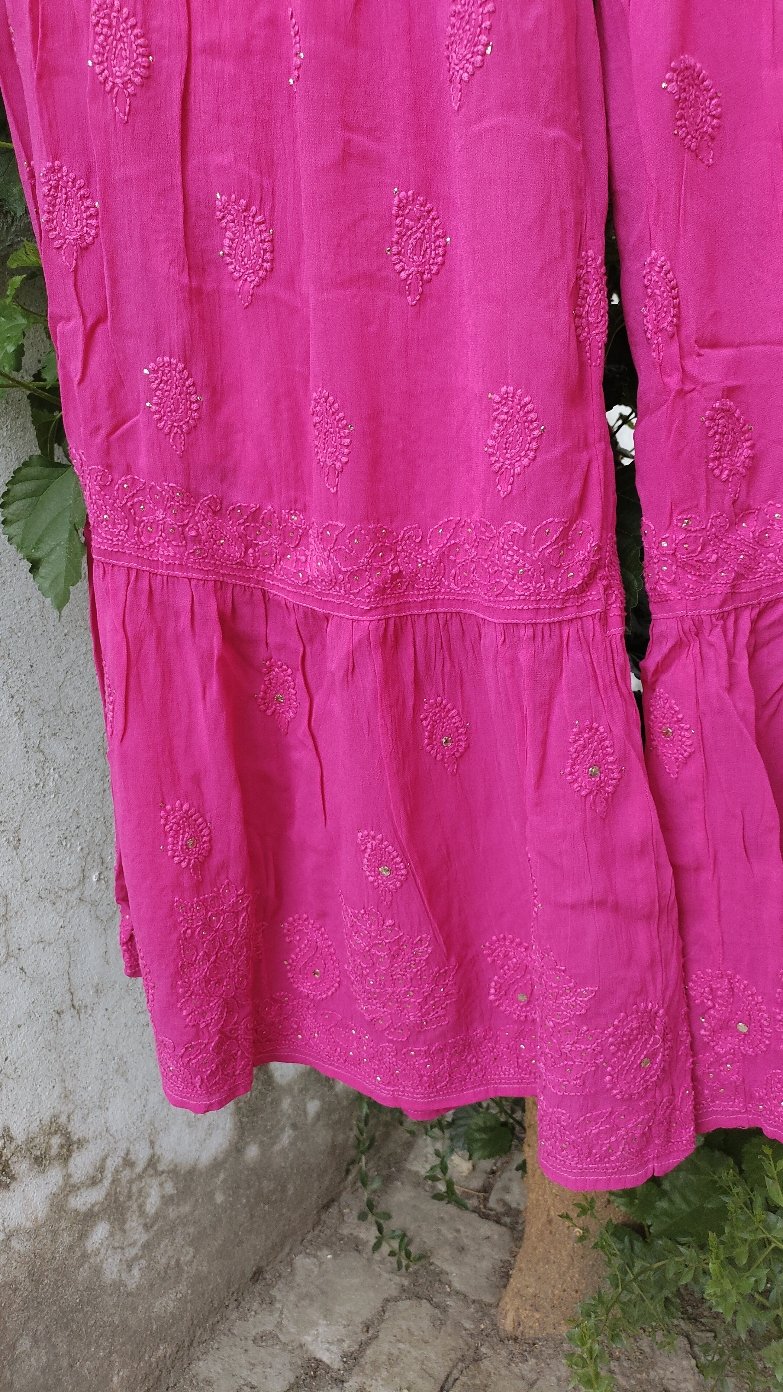 Premium Georgette Chikankari Gharara Kurti Set by LVW Fashion, featuring intricate embroidery and elegant traditional design.