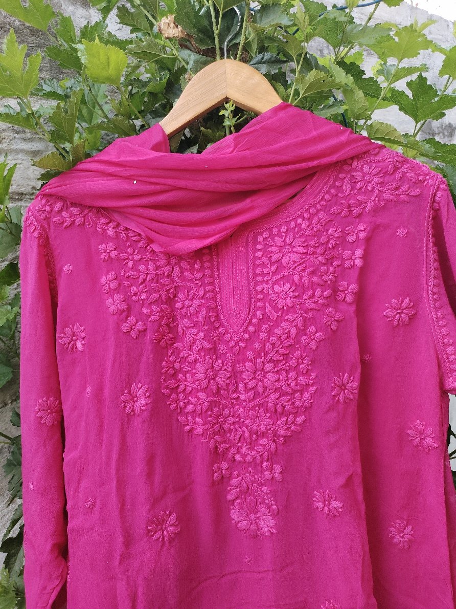 Premium Georgette Chikankari Gharara Kurti Set by LVW Fashion, featuring intricate embroidery and elegant traditional style.