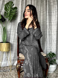 Premium grey georgette Chikankari kurta set by LVW Fashion, featuring intricate embroidery and elegant traditional design.