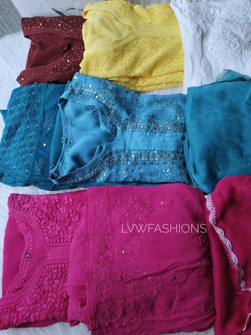 Pure Chikankari suits combo by LVW Fashion featuring intricate embroidery and traditional craftsmanship in a luxurious design.