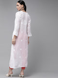Pure white Resham embroidery Chikankari long kurta with slip by LVW Fashion, showcasing intricate hand-stitched embroidery and elegant design.