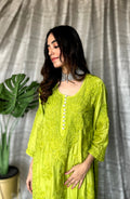 Red MOTIHAR Eid Collection Muslin shining silk premium palazzo set by LVW Fashion, featuring elegant Chikankari embroidery.