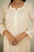 Resham Premium Georgette Chikankari Kurta by LVW Fashion featuring intricate hand-stitched embroidery and elegant design.