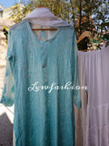 Beautiful premium georgette 3-piece set with intricate resham thread embroidery by LVW Fashion Luxurious Chikankari