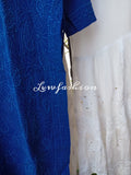 Midnight blue and white Resham thread Gharara set in premium georgette with intricate Chikankari embroidery, by LVW Fashion.
