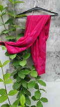 Pink Rose Cherry premium georgette Chikankari kurta set with intricate embroidery, by LVW Fashion Luxurious Chikankari.