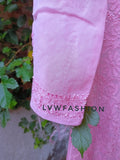 Rose pink premium georgette long kurta with Resham thread embroidery and slip from LVW Fashion Luxurious Chikankari.