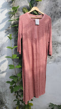 Rosy brown premium georgette long Chikankari kurta by LVW Fashion, showcasing intricate embroidery and elegant design.