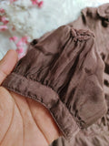 Silk chocolate-colored Chikankari tunic by LVW Fashion, showcasing intricate embroidery and luxurious fabric.