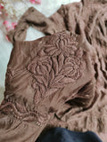 Silk Chocolate Premium Chikankari Tunic by LVW Fashion featuring intricate hand-embroidered chikankari details.