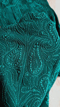 Teal Green Premium Georgette 3-piece set by LVW Fashion with intricate Chikankari embroidery on luxurious fabric.