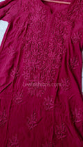 Neer Silk Chikankari Kurti by LVW Fashion with intricate embroidery and matching inner, in Tyrian color.