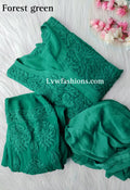 Luxurious LVW Fashion Noor Kurta Sets in pure georgette with intricate Chikankari embroidery, 3-piece set in Tyrian color.