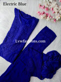 Luxurious LVW Fashion Noor Kurta Sets in premium georgette with pure Chikankari, 3-piece set in Tyrian color, elegant traditional attire.