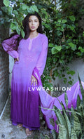 Unsha premium georgette 3-piece set with beautiful ombre dye, featuring elegant Chikankari embroidery by LVW Fashion.
