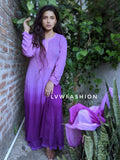 Unsha by LVW Fashion luxurious georgette 3-piece set with beautiful ombre dye, featuring intricate chikankari embroidery.