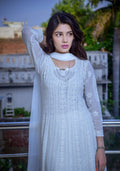 Beautiful black and white Chikankari Resham embroidery Anarkali dress by LVW Fashion, showcasing intricate traditional embroidery.