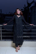 LVW Fashion luxurious white and black premium Georgette Chikankari kurta set with intricate embroidery, perfect for elegant traditional wear.