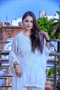 White U&K Premium Muslin Silk Gharara Chikankari Set by LVW Fashion featuring intricate hand-embroidered details