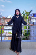 White U&K Premium Muslin silk Gharara Chikankari Set by LVW Fashion, featuring intricate embroidery and traditional design
