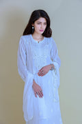 U&K Sober premium black and white georgette Chikankari Gharara set by LVW Fashion, featuring intricate embroidery and traditional style.