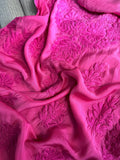 Wine Mahir Silk Pure Chikankari Kurta with matching pants and dupatta, by LVW Fashion Luxurious Chikankari, with inner.