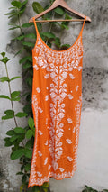 Pink Tulip sleeveless long Chikankari kurta in premium georgette with intricate embroidery, paired with matching dupatta.