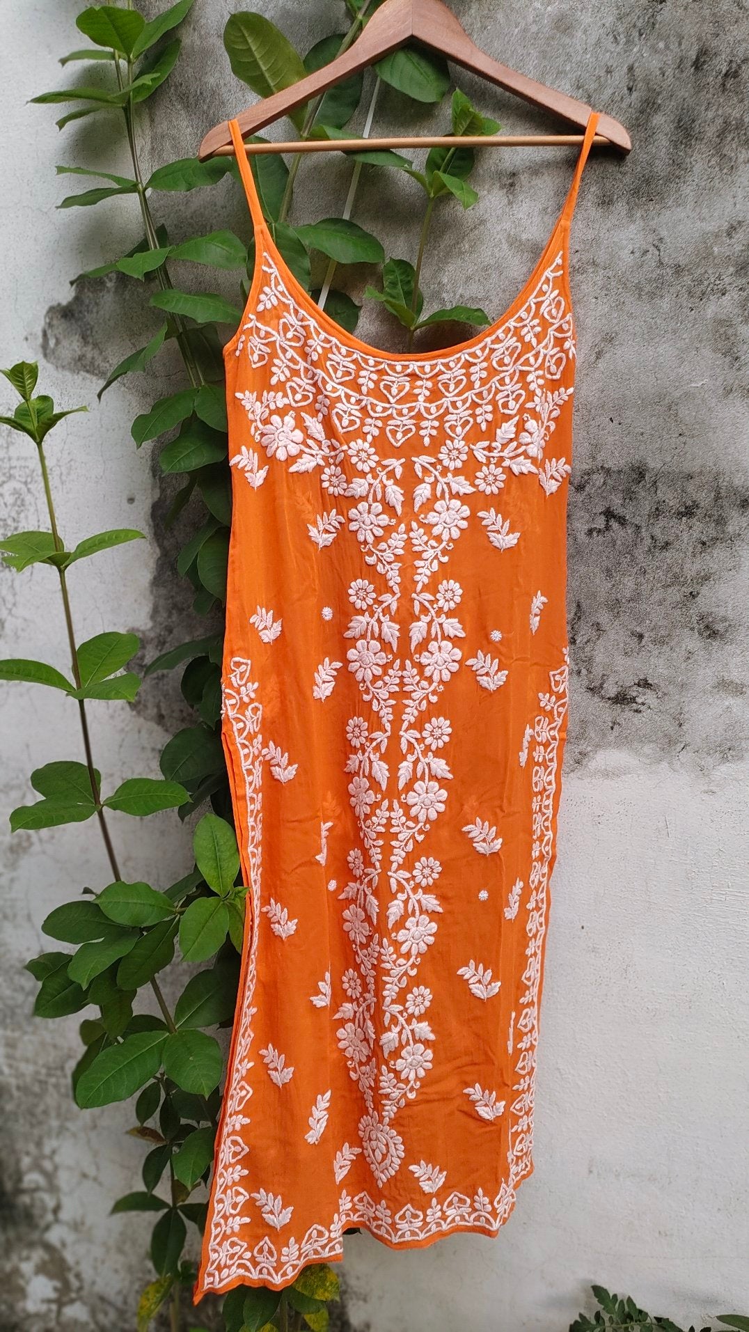 Pink Tulip sleeveless long Chikankari kurta in premium georgette with intricate embroidery, paired with matching dupatta.