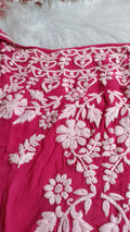 Pink Tulip sleeveless premium georgette Chikankari Kurta with matching dupatta, designed by LVW Fashion Luxurious Chikankari.