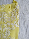 Pink Tulip sleeveless premium georgette long Chikankari kurta with intricate embroidery and matching dupatta by LVW Fashion Luxurious Chikankari.
