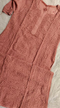 Chocolate shade LVW Fashion luxurious georgette Haniya Kurta with intricate long chikankari and matching dupatta.